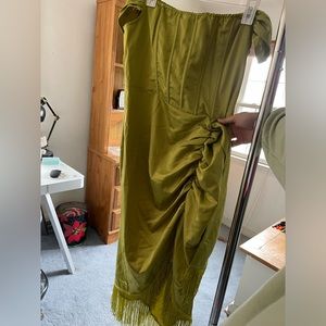 Lime Green Satin Midi Dress size 12